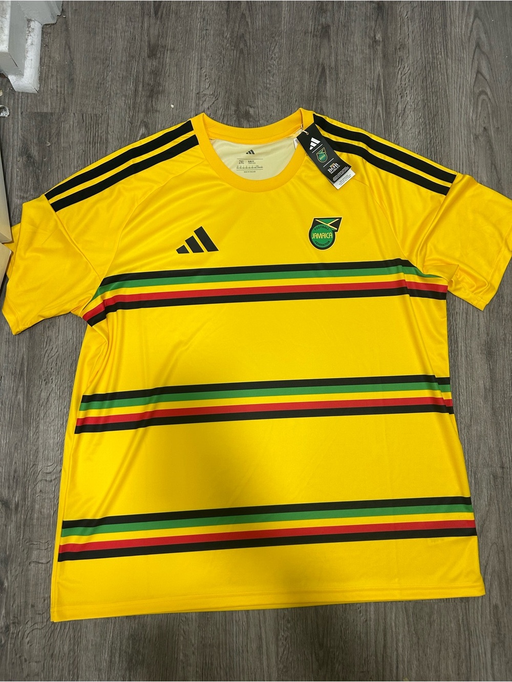 adidas Men’s Yellow Jamaica Stripe Soccer Jersey